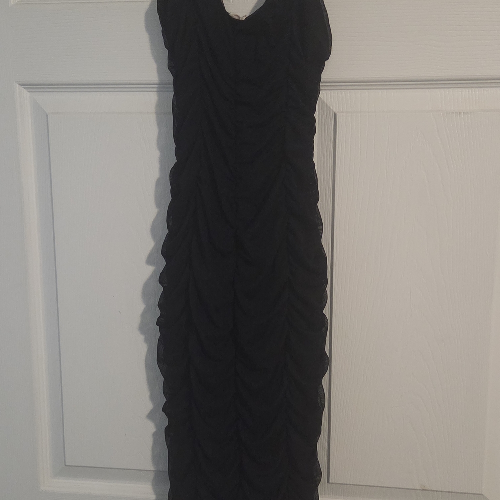 Rolla Coster Black Ruched Midi Dress